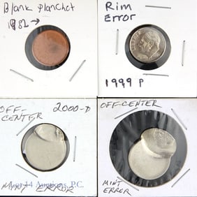 USA Cent, Nickel & Dime Mint Error Coins (4)