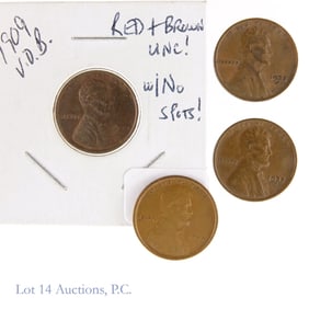 1909 VDB & 1932-D USA Lincoln Wheat Cents (4)