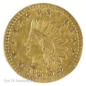 1853 USA Rnd Calif. Indian Head 50c Gold Token