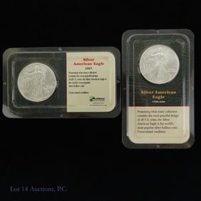 American 99.9% Silver Eagles $1 Bullion Coins (2)