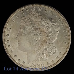 1880-S USA 90%-Silver Morgan Dollar (*MS63+)
