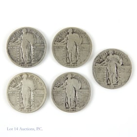 1927 - 1929 USA Silver Standing Liberty 25c (5)