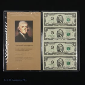 2003 $2 FRN - Green Seat Uncut Sheet of 4
