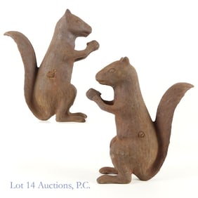 Vintage Cast Iron Squirrel Doorstops (2)
