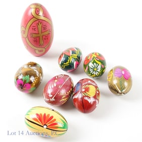 Lot of 8 Hand Painted Greek Easter Eggs, Pisanki