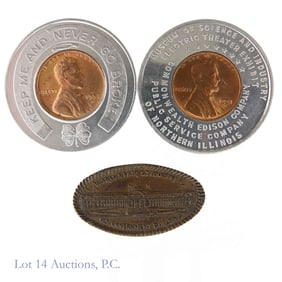 1904 - 1953 USA Copper Cent Exonumia Items (3)