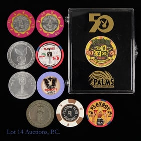 Playboy Casino Chips, Includes 50th Anniv. (10)