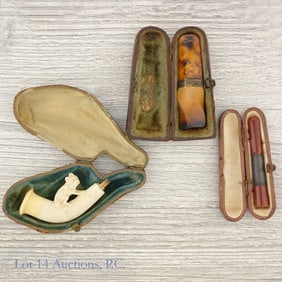 Meerschaum - 3 Cigarette Holders & Pipes