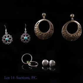 Sterling Silver Earrings, 4 Pr.