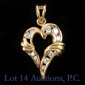 Heart Shaped 14k Y Gold Charm with Diamonds