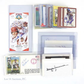 34 Signed Baseball Cards & Index Cards