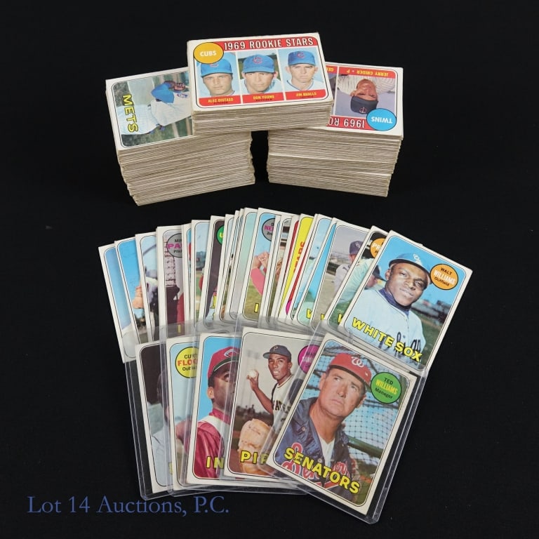 Over 300 1969 Topps Baseball Cards: We estimate there are more than 300 1969 Topps baseball cards in this collection. Looking through the cards we saw a mixture of low to high number cards as well as a mix of Hall of Fame members, super