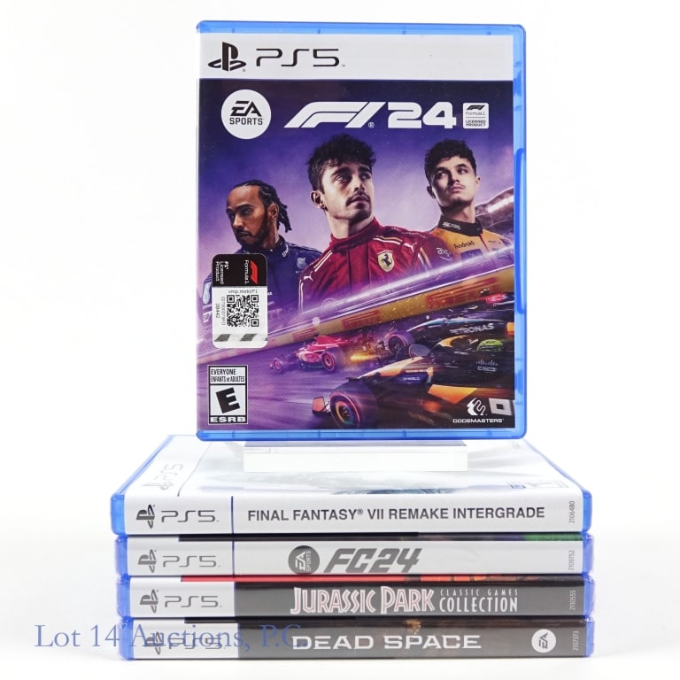 Sealed & Open PlayStation 5 Games (5): 3 factory sealed and 2 unsealed PlayStation. Includes: Final Fantasy VII, F1 24, Dead Space, Jurassic Park, and FC 24.
