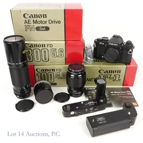 Canon F-1 Camera, Lenses, Motor Drive Set