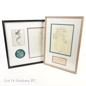 Framed Original Disney Pencil Drawings