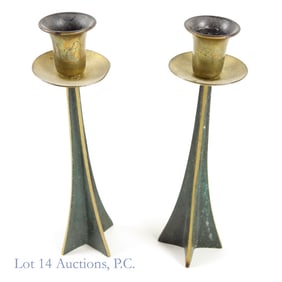 Pair of Mid Century Brutalist Candlesticks