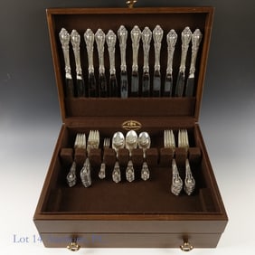 Lunt Sterling Silverware Set With Wooden Box