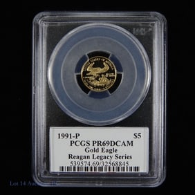 1991-P USA 91% Gold Eagle $5 (PCGS - PF69 DCAM)