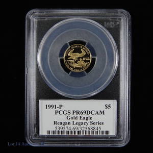 1991-P USA 91% Gold Eagle $5 (PCGS - PF69 DCAM)