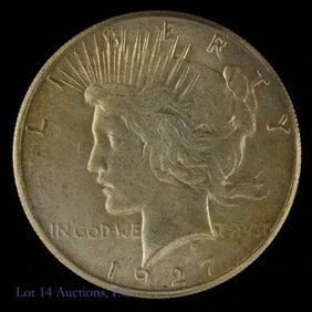 1927 USA Silver Peace Dollar - Key Date (AU+)