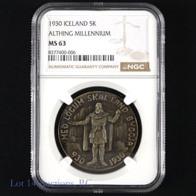 1930 Iceland 92%-Silver Althing 1000 Yr (NGC MS63)