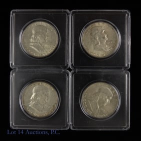 1948 - 1952 USA Silver Franklin Half Dollars (4)