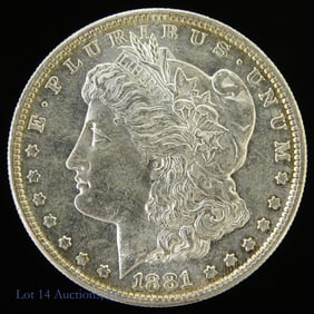 1881-S USA 90%-Silver Morgan Dollar (AU+)