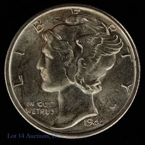 1944-S USA Silver Mercury Dime (GEM BU FSB)