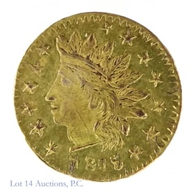 1875 USA  1/4 Gold Round California Charm