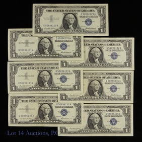 1957 USA $1 Silver Certificates - Cons. S/Ns (7)