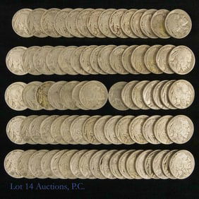 1936 & 1937 USA Buffalo Nickels VF+ Two Rolls (80)