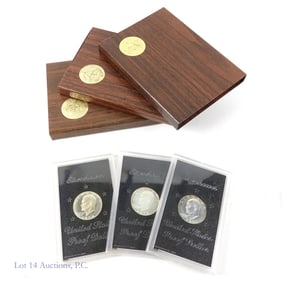 1971s-1974s USA Silver Proof Ike $1s Brown OGP (3)