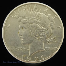 1922-S USA Silver Peace Dollar (AU+)