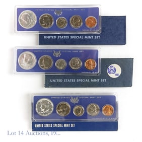 1966 & 1967 USA 40%-Silver Special Mint Sets (3)