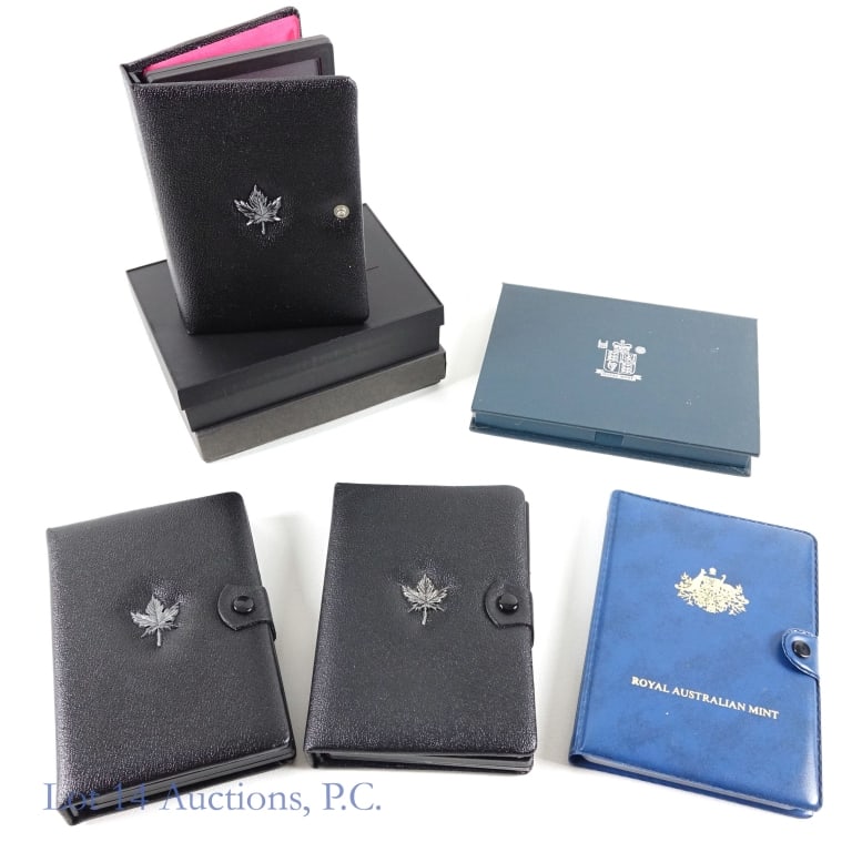 1981 - 1992 U.K. Silver & Clad Proof Coin Sets (5): Five (5) U.K, Canada and Australia silver & clad proof coin sets as follows: ---1981 Canada 7-coin proof set (Royal Canadian Mint). Has 50%-silver locomotive dollar coin weighs 23.33 grams diameter 36