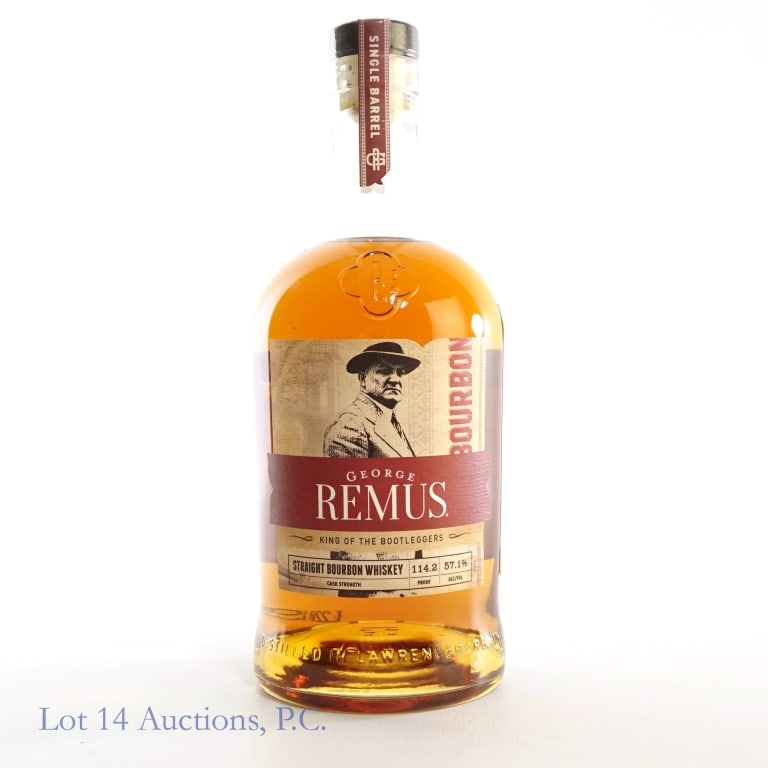 George Remus Single Barrel Cask Strength Bourbon: George Remus Single Barrel Bourbon (2022), 114.2 Proof, 750 ml.
