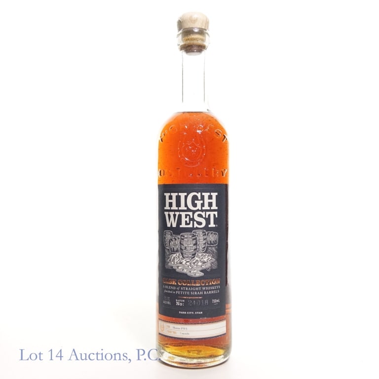 High West Cask Collection Blended Bourbon (Pick): High West Cask Collection blend of straight bourbon whiskeys finished in Barbados rum barrels - Batch 24D18. 50% ABV (100 proof). 750 ml. Finish time: 7 months. For: Shores FWS.