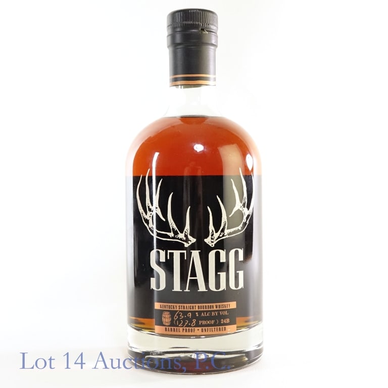 Stagg Barrel Proof Bourbon (Batch 24B, 127.8 pf): Stagg Barrel Proof Bourbon Whiskey. 127.8 Proof, Batch 24B, 750 ml.