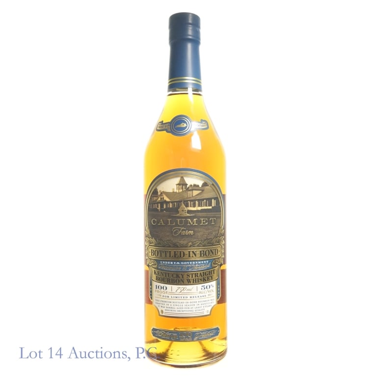 Calumet Farm 100 Yr Anniversary Whiskey: Centennial release bottled-in-bond straight bourbon whiskey from Calumet Farm. 100 proof, 750 ml.