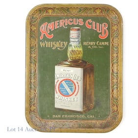 Americus Club Whiskey Serving Tray circa 1900's