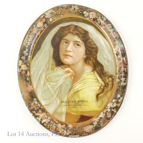 Old Judge Whisky, Victorian Lady Tray, Pre-Pro