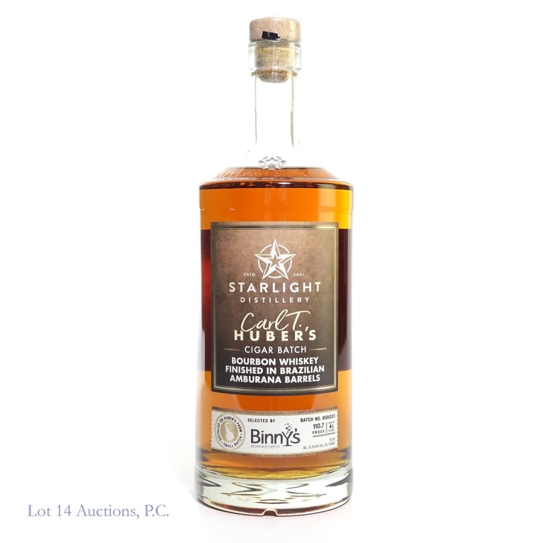 Starlight Cigar Batch Bourbon Store Pick: Starlight Cigar Batch Bourbon, 110.7 Proof, 750 ml, Binny's Private Selection, Batch #BSB003, Aged: 4.5 Years, finished in Brazilian Amburana barrels.