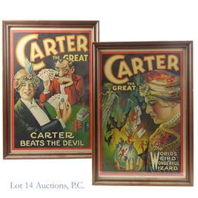 Two Vintage Framed 1920s Carter the Great Posters