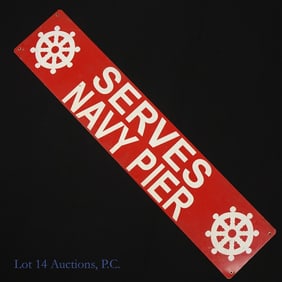 Vintage Navy Pier Chicago Bus Sign