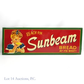 4.5 Foot NOS 1950s Sunbeam Bread SST Self Framed Sign