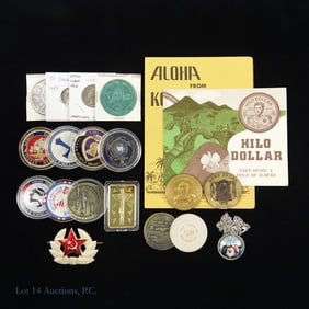 Various Casino, Military, Novelty Tokens (15+)