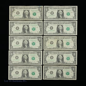 USA Federal Reserve "Star" Notes & S/Ns (10)