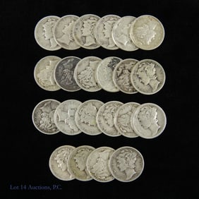 USA 90%-Silver Mercury Dimes (22)