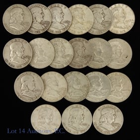 USA 90%-Silver Franklin Half Dollars (20)