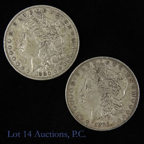1880 & 1883 USA Silver Morgan Dollars (2)